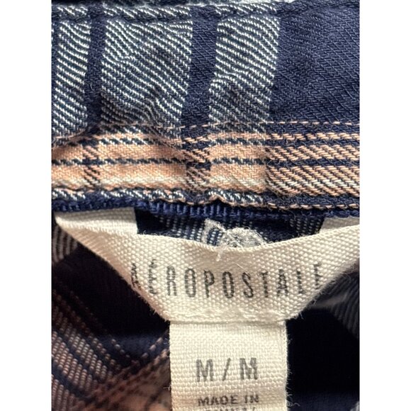 Aeropostale Womens Plaid Button Front Top Abstract Patterned Back Panel M Rayon - Picture 3 of 4